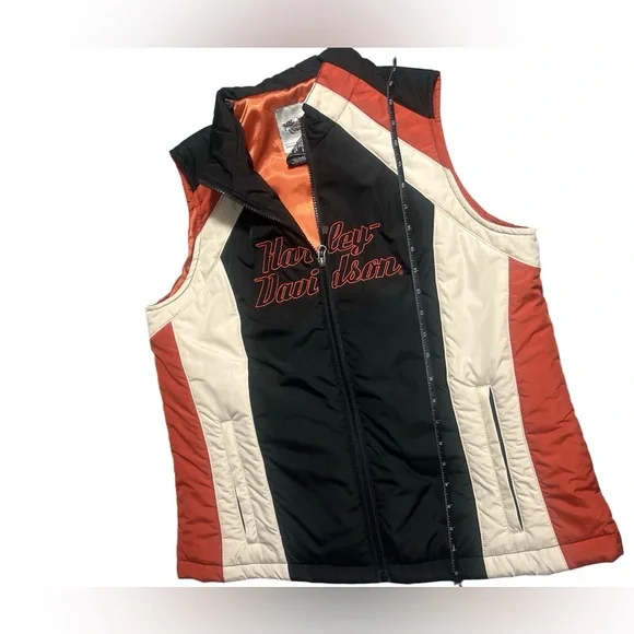 Harley-Davidson Black, Orange, and Cream Vest - Picture 4 of 8